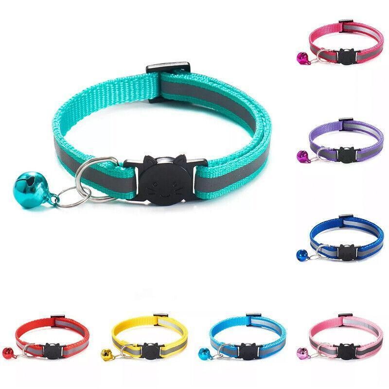 Reflective Cat Collar with Breakaway Buckle and Bell Adjustable for Small Pet Use - Shiny Green V528-CATNECKBELL-SHINYGREEN98601