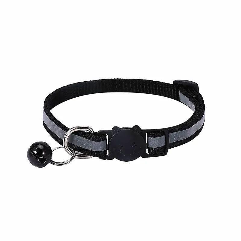 Reflective Cat Collar with Breakaway Buckle and Bell Adjustable for Small Pet Use - Black V528-CATNECKBELLCOLOUR-BLACK48844