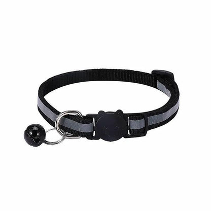 Reflective Cat Collar with Breakaway Buckle and Bell Adjustable for Small Pet Use - Black V528-CATNECKBELLCOLOUR-BLACK48844