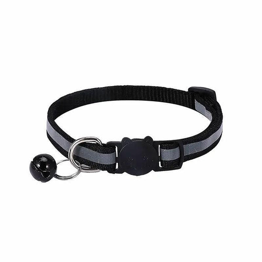 Reflective Cat Collar with Breakaway Buckle and Bell Adjustable for Small Pet Use - Black V528-CATNECKBELLCOLOUR-BLACK48844