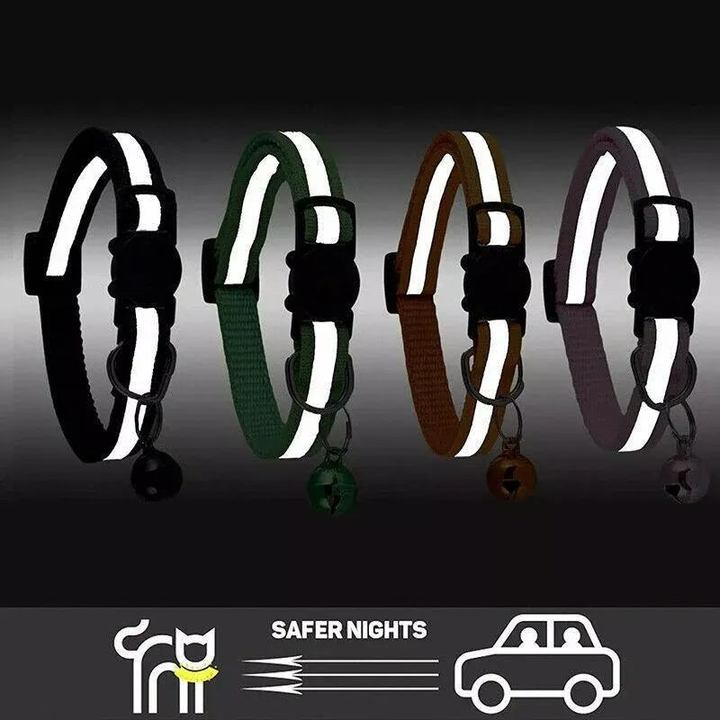 Reflective Cat Collar with Breakaway Buckle and Bell Adjustable for Small Pet Use - Black V528-CATNECKBELLCOLOUR-BLACK48844