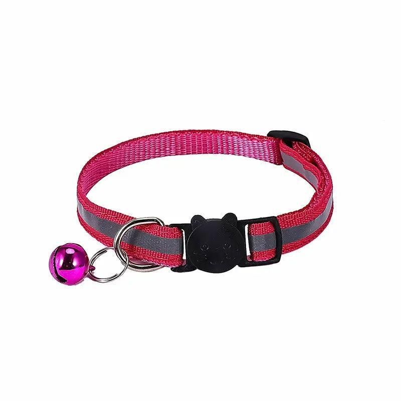 Reflective Cat Collar with Breakaway Buckle and Bell Adjustable for Small Pet Use - Rose Red V528-CATNECKBELLCOLOUR-ROSERED75492