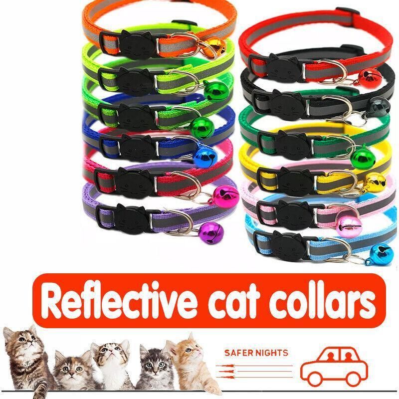 Reflective Cat Collar with Breakaway Buckle and Bell Adjustable for Small Pet Use - Rose Red V528-CATNECKBELLCOLOUR-ROSERED75492