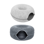 Felt Cat Tunnel Bed Donut Cave Nest for Kittens and Small Pets 50x30cm - Light Grey V528-CATNEST-LIGHTGREY-S-80913