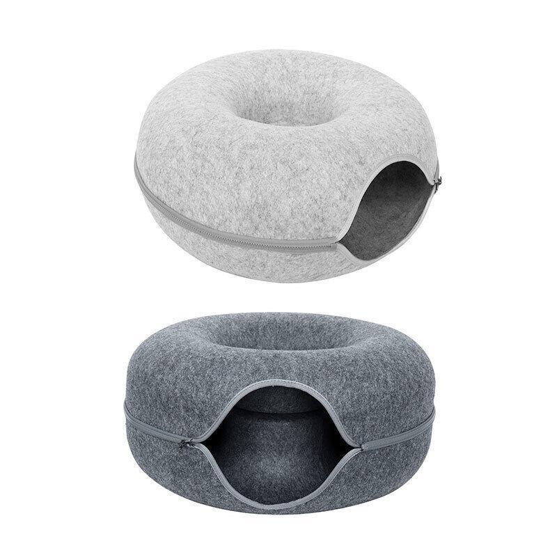 Felt Cat Tunnel Bed Donut Cave Nest for Kittens and Small Pets 50x30cm - Light Grey V528-CATNEST-LIGHTGREY-S-80913