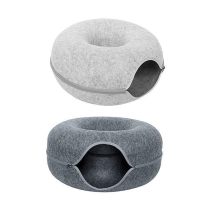 Felt Cat Tunnel Bed Donut Cave Nest for Kittens and Small Pets 50x30cm - Light Grey V528-CATNEST-LIGHTGREY-S-80913