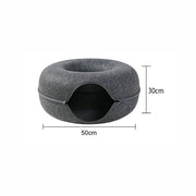 Felt Cat Tunnel Bed Donut Cave Nest for Kittens and Small Pets 50x30cm - Light Grey V528-CATNEST-LIGHTGREY-S-80913