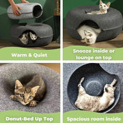 Felt Cat Tunnel Bed Donut Cave Nest for Kittens and Small Pets 50x30cm - Light Grey V528-CATNEST-LIGHTGREY-S-80913