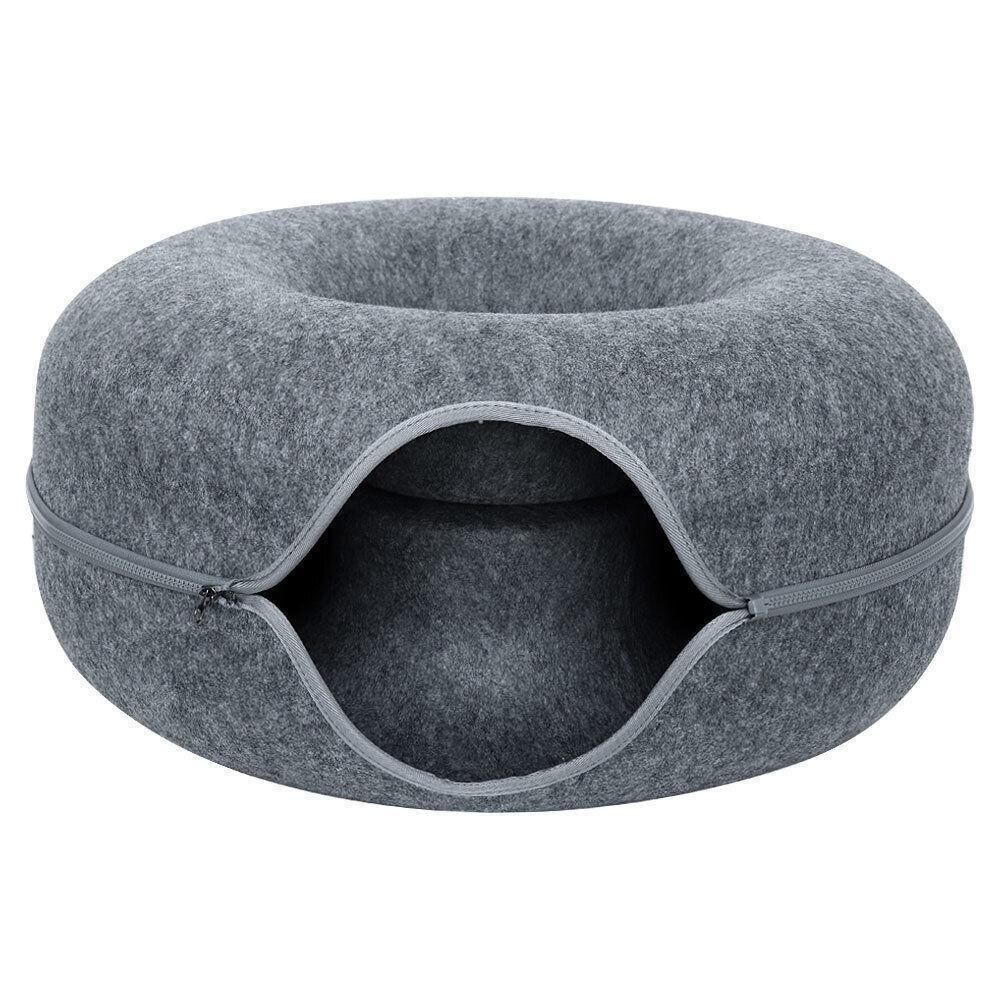 Felt Cat Tunnel Bed Donut Cave Nest for Kittens and Small Pets 50x30cm - Light Grey V528-CATNEST-LIGHTGREY-S-80913