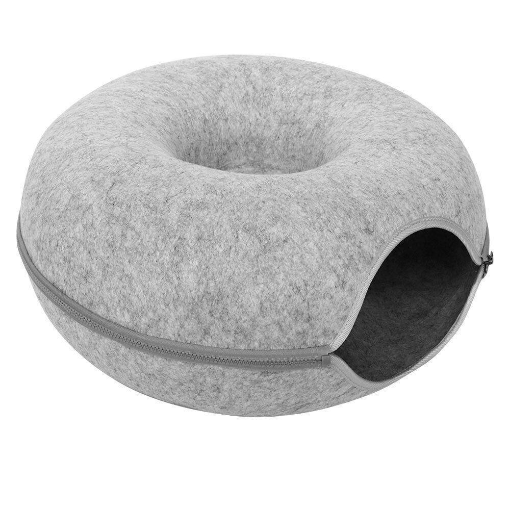 Felt Cat Tunnel Bed Donut Cave Nest for Kittens and Small Pets 50x30cm - Light Grey V528-CATNEST-LIGHTGREY-S-80913