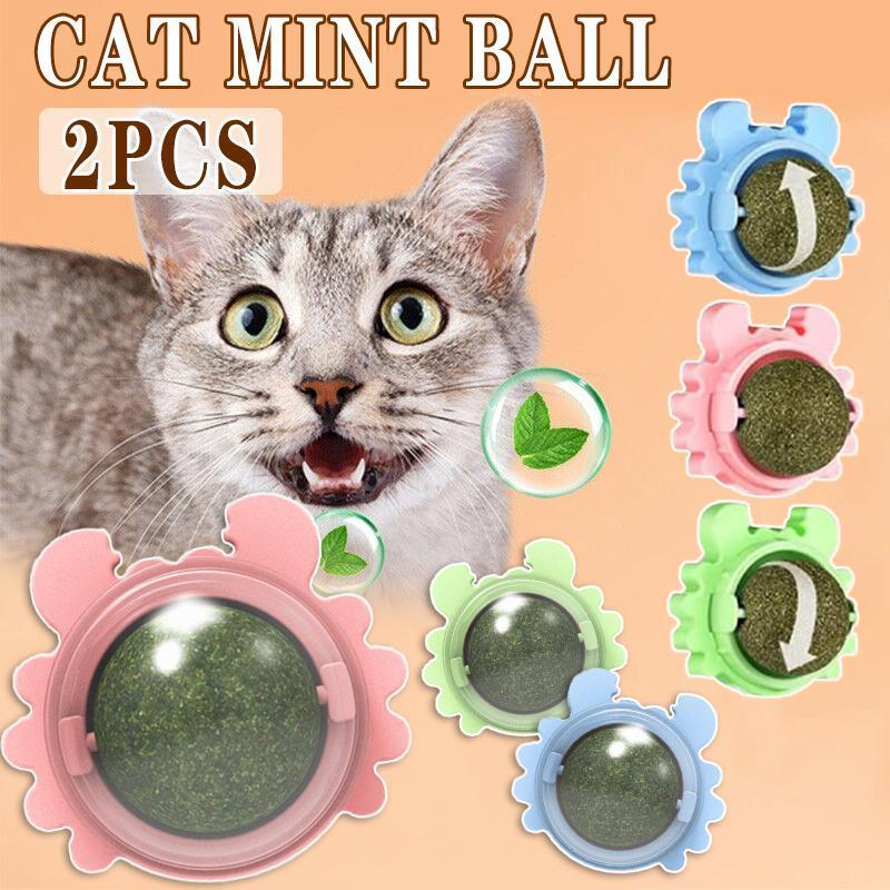 2PCS Rotatable Catnip Mint Ball Cat Treat Toys Licking Snack Cat Molar - Blue V528-CATNIP-BLUE-2PCS-43825