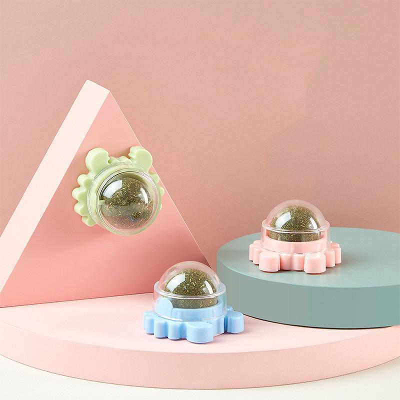 2PCS Rotatable Catnip Mint Ball Cat Treat Toys Licking Snack Cat Molar - Blue V528-CATNIP-BLUE-2PCS-43825