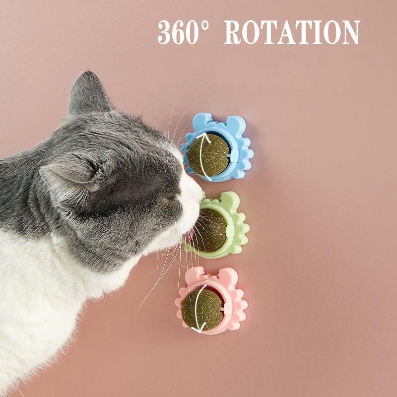 2PCS Rotatable Catnip Mint Ball Cat Treat Toys Licking Snack Cat Molar - Blue V528-CATNIP-BLUE-2PCS-43825