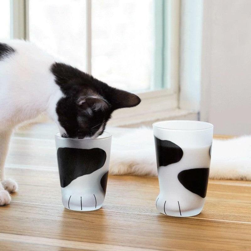 Pair 3 Cat Paw Frosted Calico Cups Glass Milk Cute Gift Tumbler Claw Foot Cute V528-CATPAWCUPS-3PCS-427276