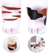 Pair 3 Cat Paw Frosted Calico Cups Glass Milk Cute Gift Tumbler Claw Foot Cute V528-CATPAWCUPS-3PCS-427276