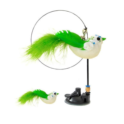 Cat Play Toy Simulation Birds Teaser Wand Interactive Stick with Suction Cup - 1 V528-CATPLAYTOY-1-562342