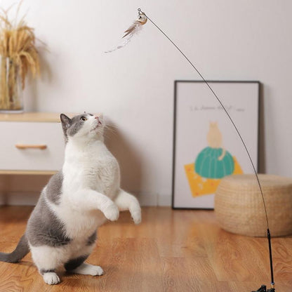 Cat Play Toy Simulation Birds Teaser Wand Interactive Stick with Suction Cup - 2 V528-CATPLAYTOY-2-466771
