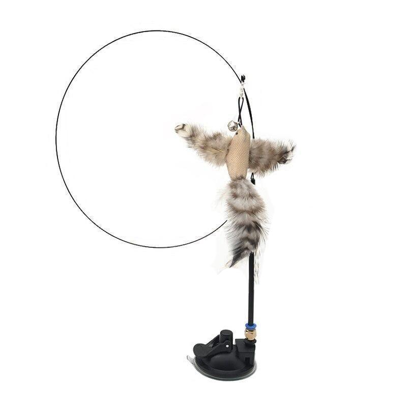 Cat Play Toy Simulation Birds Teaser Wand Interactive Stick with Suction Cup - 2