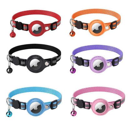 Reflective Pet Collar with Holder for AirTag Tracker - Anti-Lost Cat Dog Tag - Orange V528-CATPOSITIONINGCOLLAR-ORANGE-966270