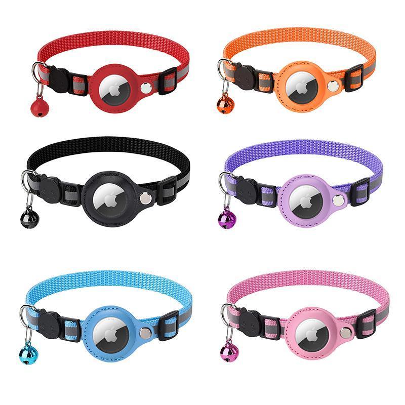 Reflective Pet Collar with Holder for AirTag Tracker - Anti-Lost Cat Dog Tag - Red V528-CATPOSITIONINGCOLLAR-RED-183643