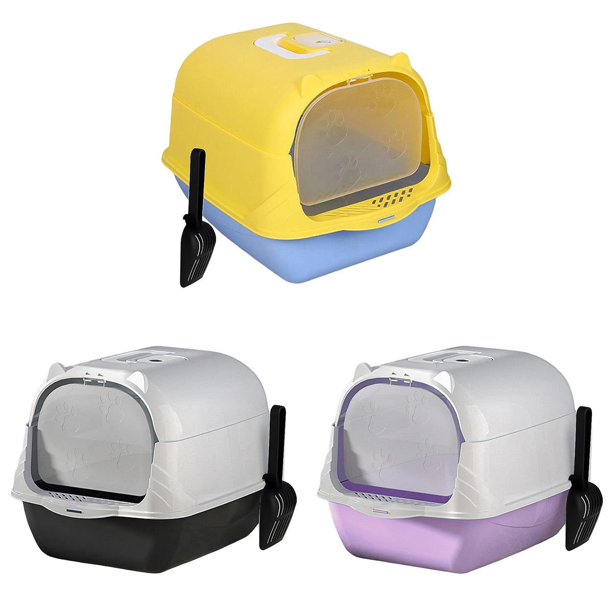 Enclosed Cat Litter Box Lid Scoop Splash Proof Lift Top Removable Toilet Tray - Black V528-CATR-BLACK-860600