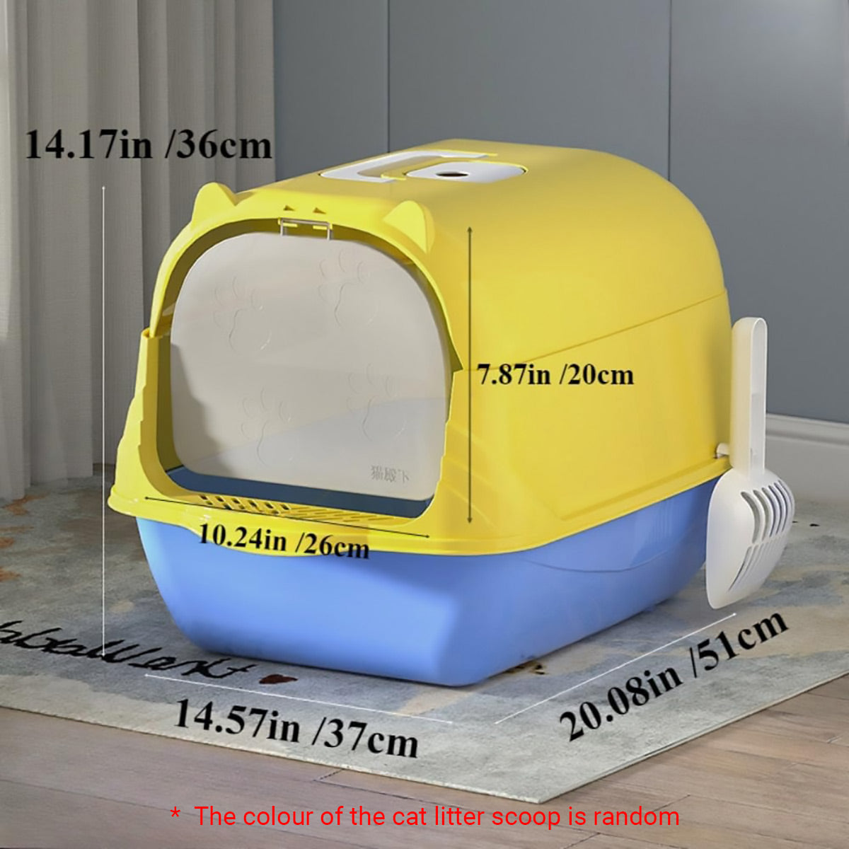 Enclosed Cat Litter Box Lid Scoop Splash Proof Lift Top Removable Toilet Tray - Black V528-CATR-BLACK-860600