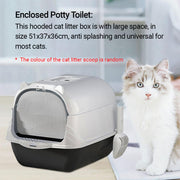 Enclosed Cat Litter Box Lid Scoop Splash Proof Lift Top Removable Toilet Tray - Black V528-CATR-BLACK-860600