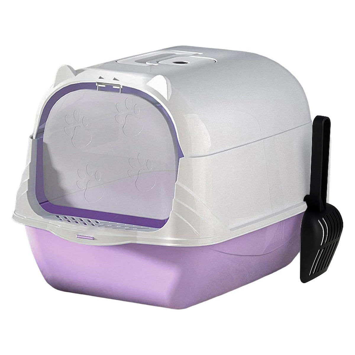 Enclosed Cat Litter Box Lid Scoop Splash Proof Lift Top Removable Toilet Tray - Black V528-CATR-BLACK-860600