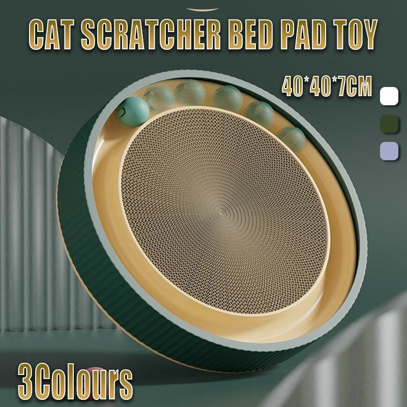 Cat Scratcher Lounge Bed Toy 40cm Round Foldable Cardboard Pad with Ball Track - Replacement Pad V528-CATREPLACEMENTPAD-70963
