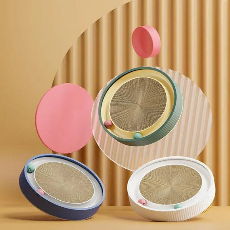 Cat Scratcher Lounge Bed Toy 40cm Round Foldable Cardboard Pad with Ball Track - Replacement Pad V528-CATREPLACEMENTPAD-70963
