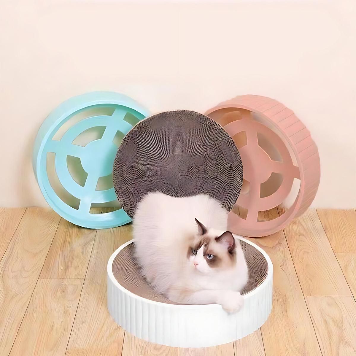 2In1 Cat Scratching Board Round Cat Scratcher Pad Lounge Bed Bowl Pet Sofa House - Pink V528-CATSCRATCHINGBOARD-PINK-43839