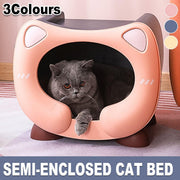 Semi Closed Cat Nest Soft Cozy Pet Bed for Cats Small Animals Indoor Sleeping - Blue V528-CATTERY-BLUE-481847
