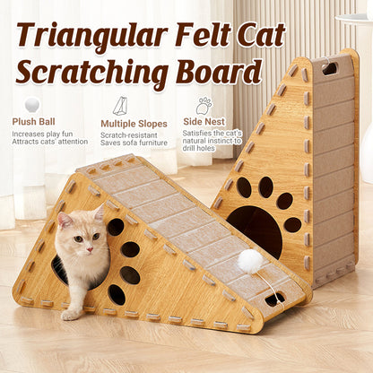 Triangle Cat Scratch Board Felt Claw Pad Vertical Nest Durable All Season Use V528-CATTERY-CTS-996456