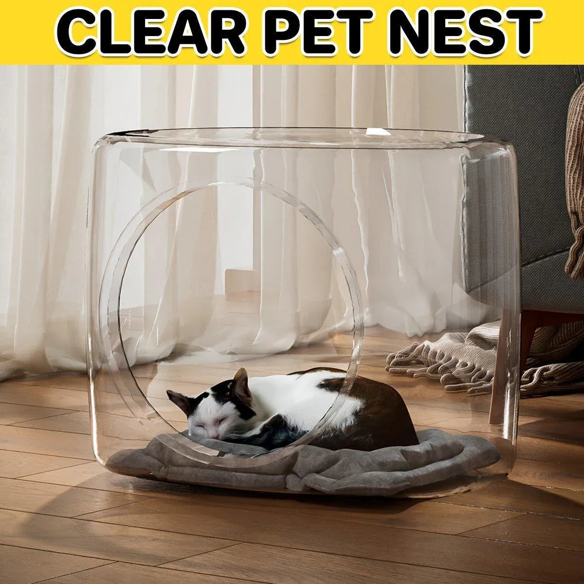 Transparent Capsule Cat Litter Box Semi Enclosed Cat House for Indoor Use V528-CATTERY-LUCENCY-302693