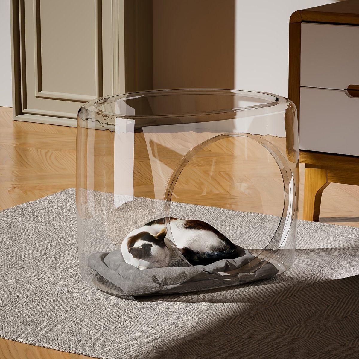 Transparent Capsule Cat Litter Box Semi Enclosed Cat House for Indoor Use V528-CATTERY-LUCENCY-302693