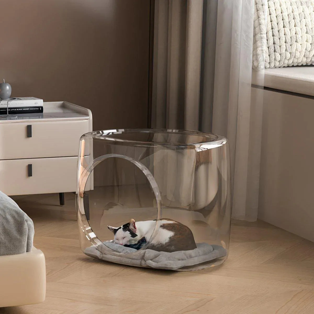 Transparent Capsule Cat Litter Box Semi Enclosed Cat House for Indoor Use V528-CATTERY-LUCENCY-302693