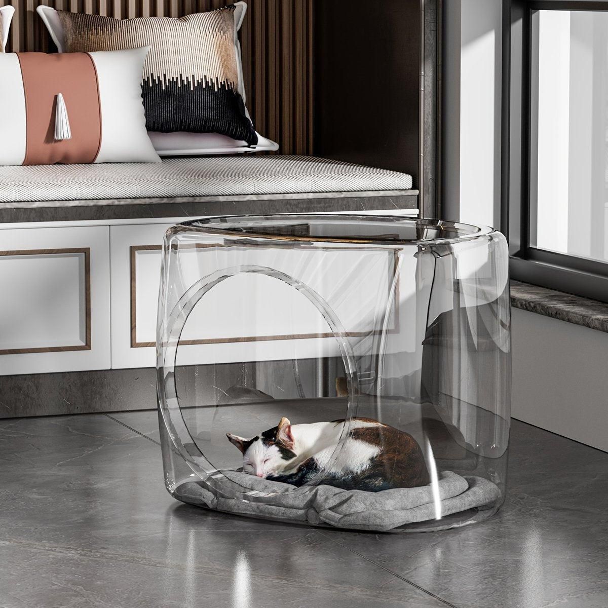 Transparent Capsule Cat Litter Box Semi Enclosed Cat House for Indoor Use V528-CATTERY-LUCENCY-302693
