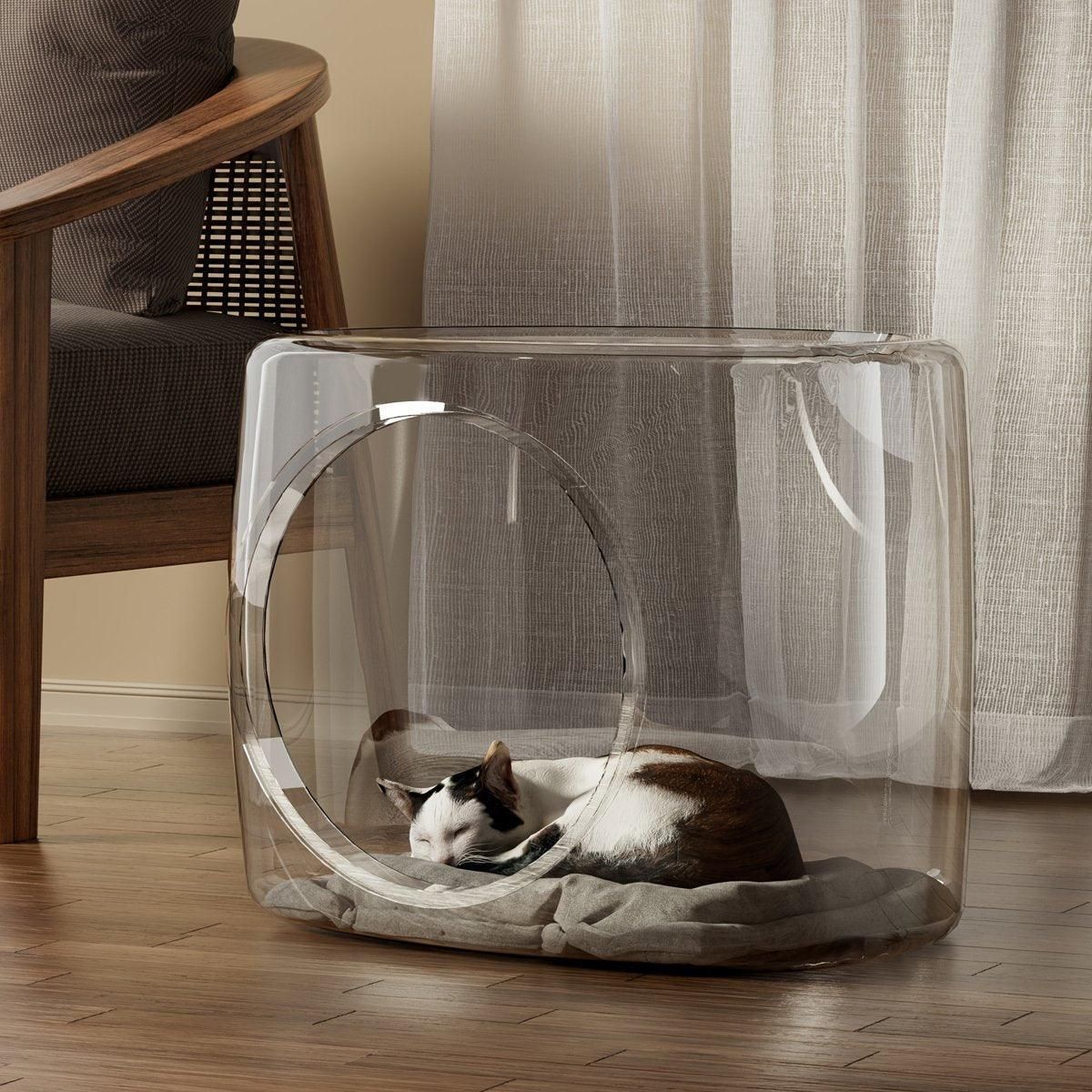 Transparent Capsule Cat Litter Box Semi Enclosed Cat House for Indoor Use V528-CATTERY-LUCENCY-302693