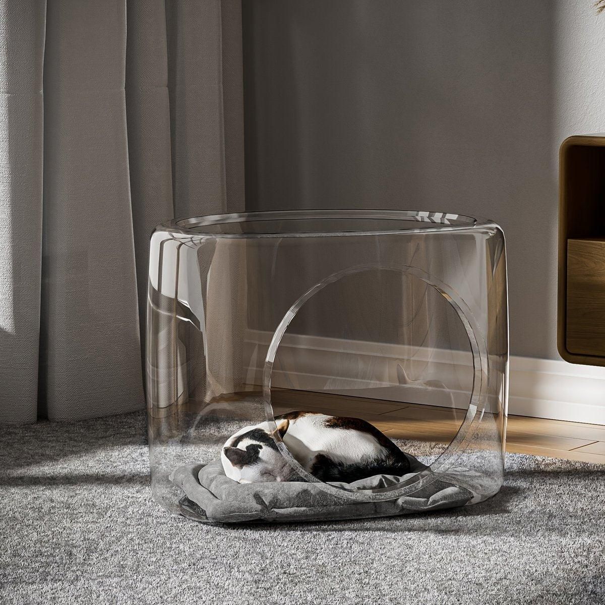 Transparent Capsule Cat Litter Box Semi Enclosed Cat House for Indoor Use V528-CATTERY-LUCENCY-302693