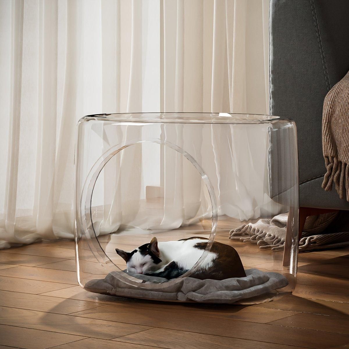Transparent Capsule Cat Litter Box Semi Enclosed Cat House for Indoor Use V528-CATTERY-LUCENCY-302693