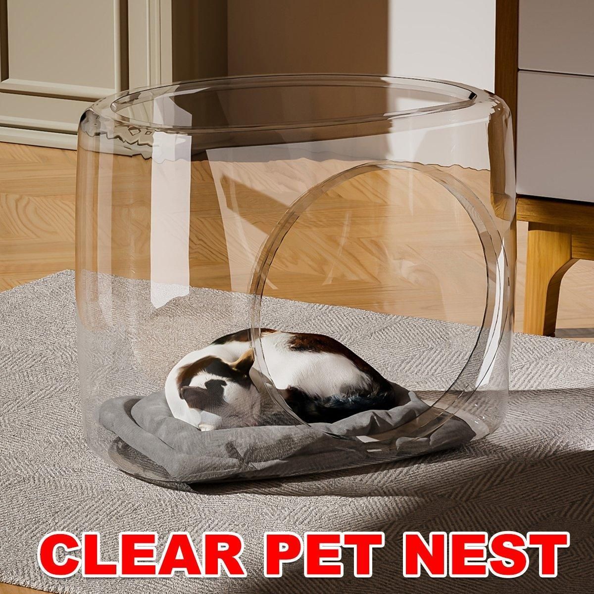 Transparent Capsule Cat Litter Box Semi Enclosed Cat House for Indoor Use V528-CATTERY-LUCENCY-302693