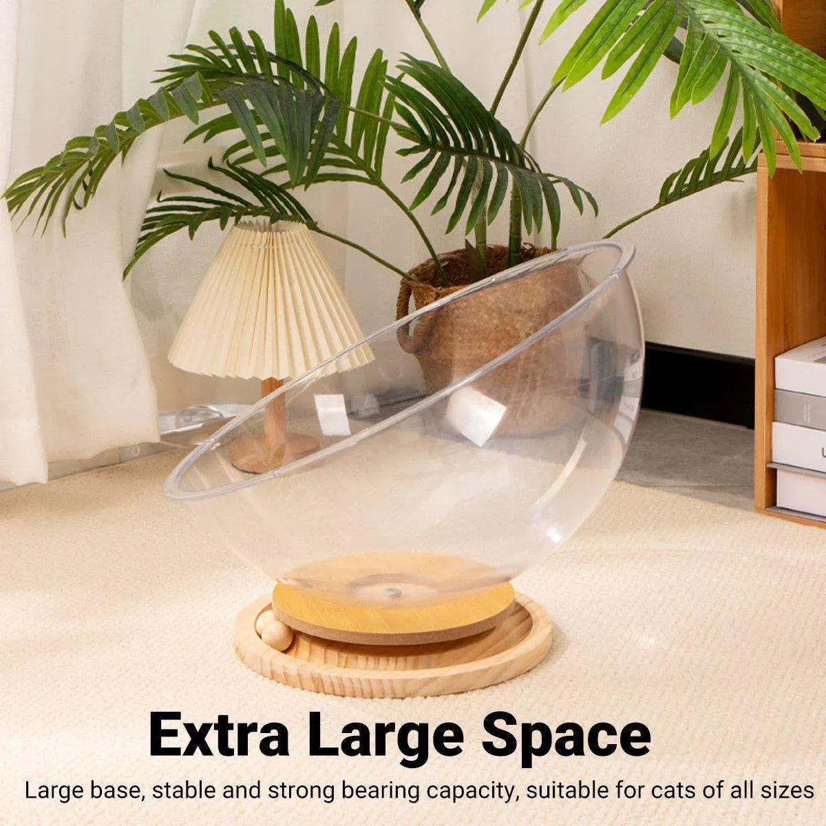 Four Seasons Acrylic Space Capsule Cat Bed Semi-closed Cool Nest Turntable Toy - L V528-CATTERY-ROUND-L-805872