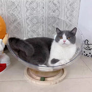 Four Seasons Acrylic Space Capsule Cat Bed Semi-closed Cool Nest Turntable Toy - L V528-CATTERY-ROUND-L-805872