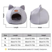 Cat Bed Winter Warm Enclosed Pet House Cozy Indoor Sleeping Nest for Cold Weather - L V528-CATTERY-TWO-EARS-GREY-L-282979