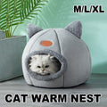 Cat Bed Winter Warm Enclosed Pet House Cozy Indoor Sleeping Nest for Cold Weather - XL V528-CATTERY-TWO-EARS-GREY-XL-517776