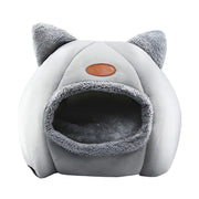 Cat Bed Winter Warm Enclosed Pet House Cozy Indoor Sleeping Nest for Cold Weather - XL V528-CATTERY-TWO-EARS-GREY-XL-517776