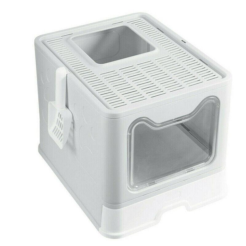 Self-Cleaning Hooded Cat Litter Box Enclosed Large Kitty Toilet Box Tray Refills V528-CATTOILET-GREY-46750