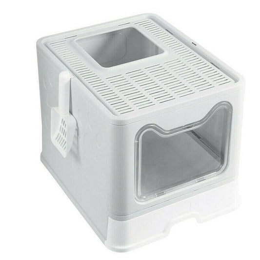 Self-Cleaning Hooded Cat Litter Box Enclosed Large Kitty Toilet Box Tray Refills V528-CATTOILET-GREY-46750