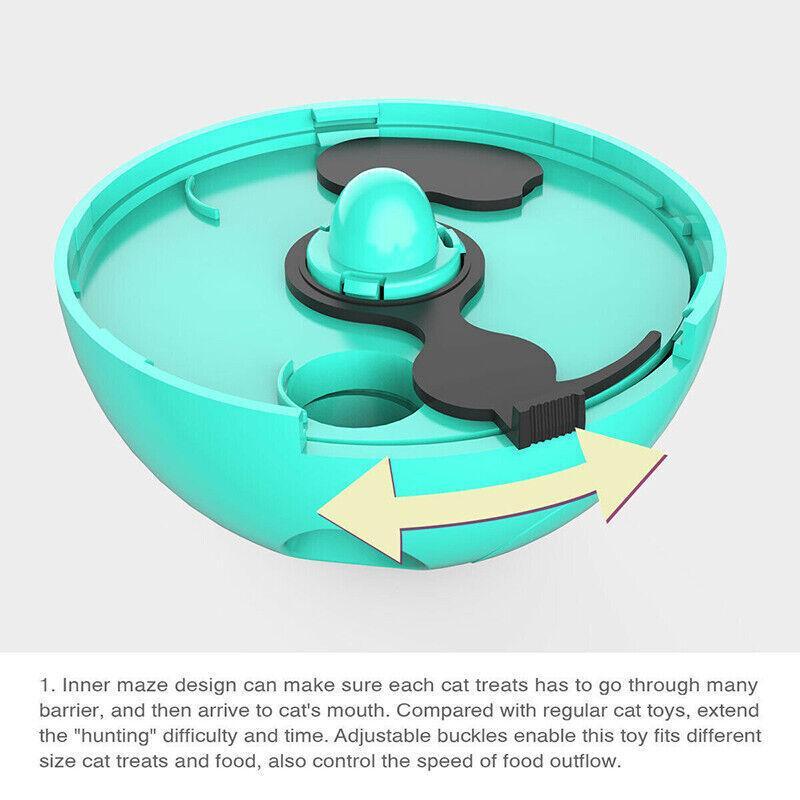 Cat Treat Dispenser Toy Ball Kitten Selfplay Interactive Tumbler Multifunction - Green V528-CATTOP-GREEN-52236