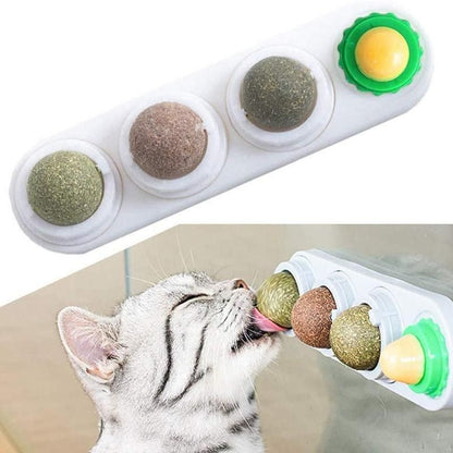 Cat Toy Catnip Ball Lick Solid Nutrition Help Digestion Wall Mount Hair Remover - Pink V528-CATTOY-PINK-207955